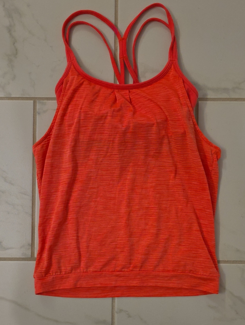 Athleta XXS Strappy Tank Top With Built In Bra— Coral